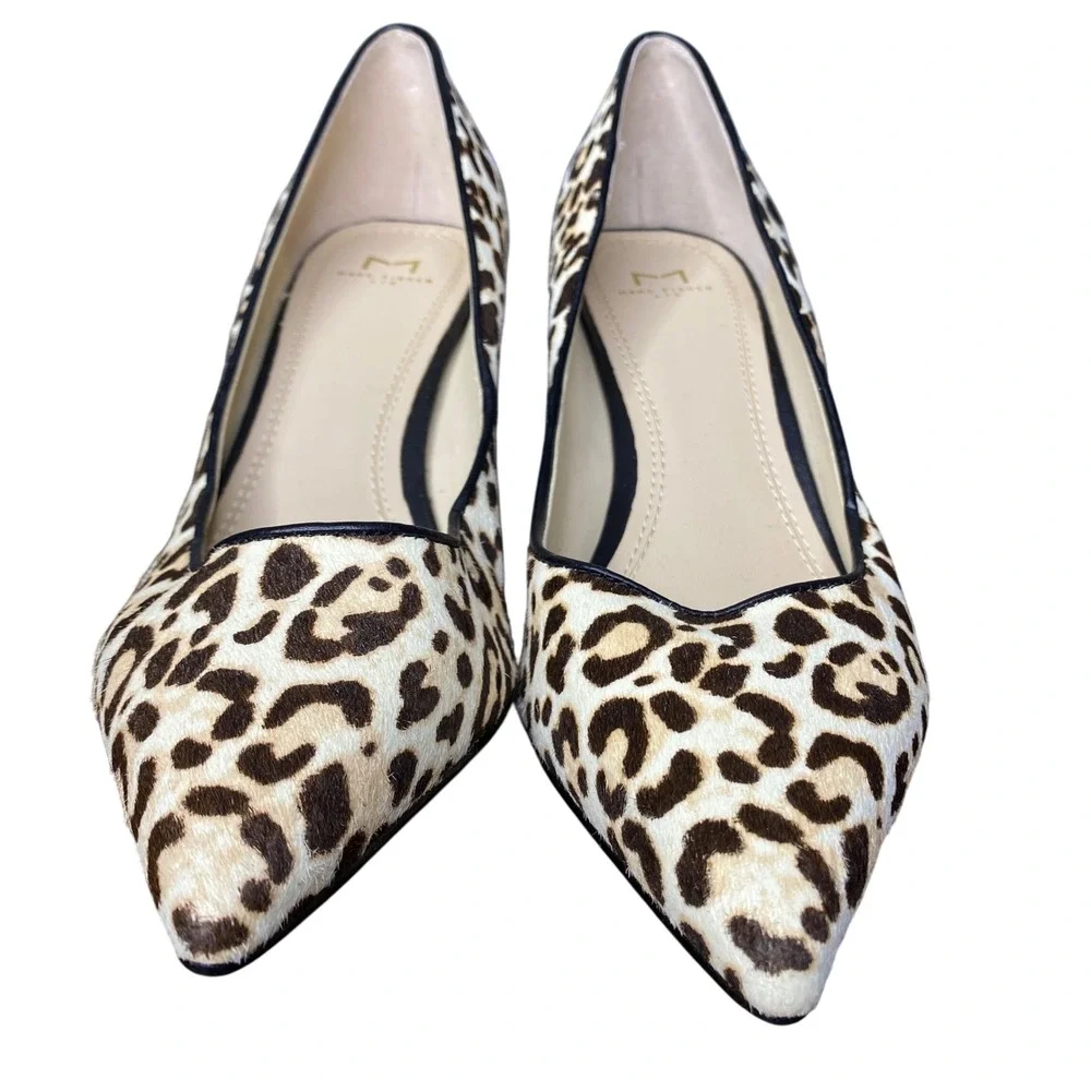 Marc Fisher Zalaya LTD Leopard‎ Print Calf Hair Block Heels Pumps Women Size 7